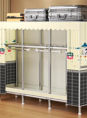 ?衣柜家卧室简易组装布用衣出柜房P150全封闭拉链全钢架加厚衣橱