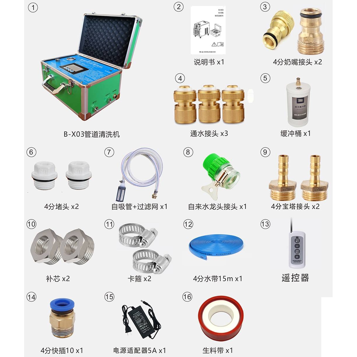博仕通B-X03多功能一体机地暖自来水管道高压脉冲清洁机清洗机