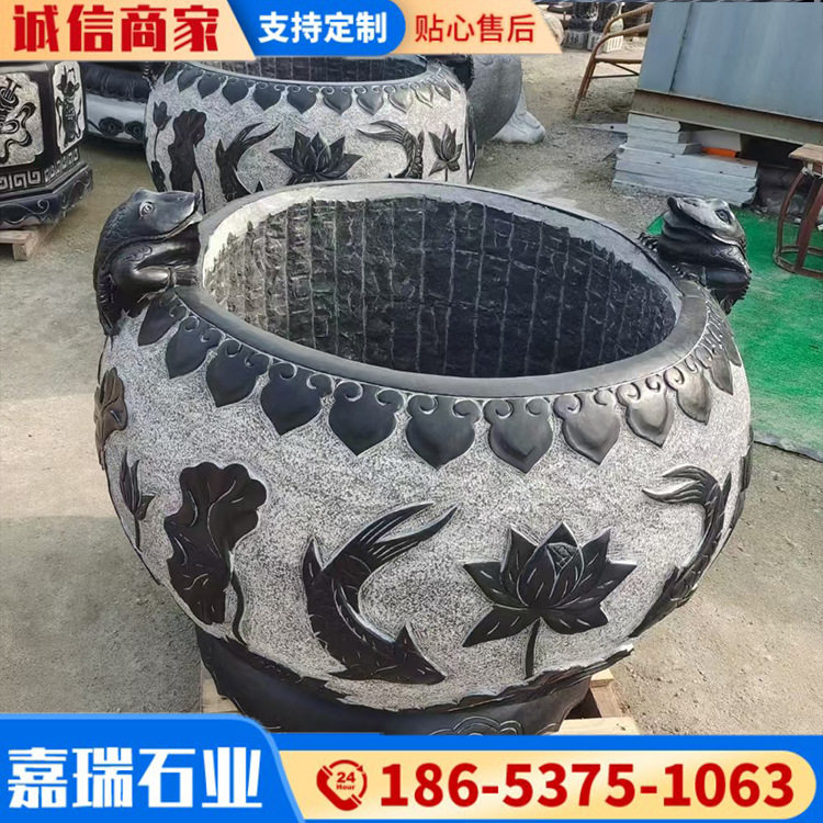 青石仿古石雕鱼缸庭院批发