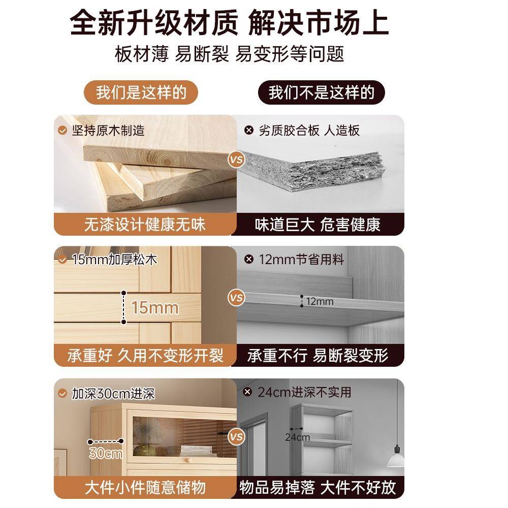 书架实木书柜储物柜一体靠墙带门展示柜防尘置物柜简易落地置物架