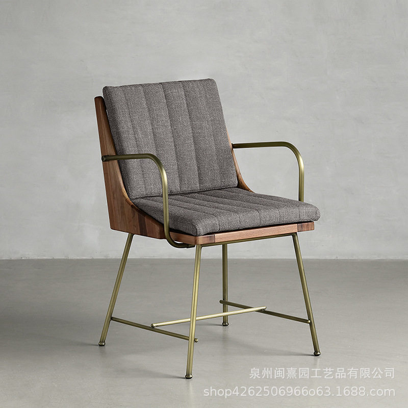 欧表情复古工业风核桃木餐椅