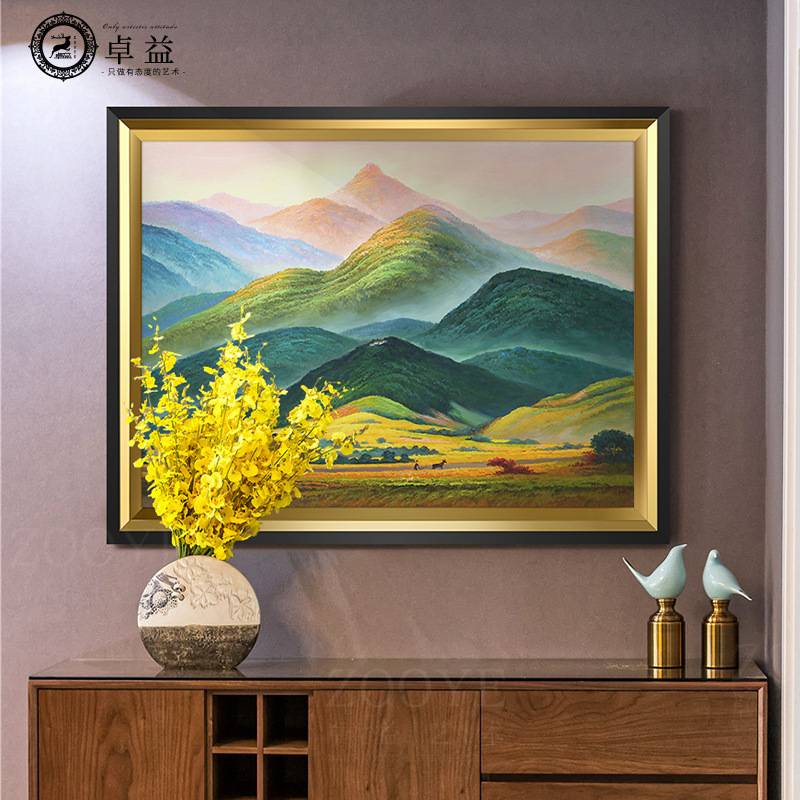 巨人山风水靠山客厅现代美式墙画玄关过道风景招财壁画欧式装饰画图片