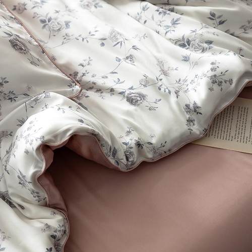 美简床约玉宇阁复古天品丝四件套印花冰丝夏季凉式感上用床单被套