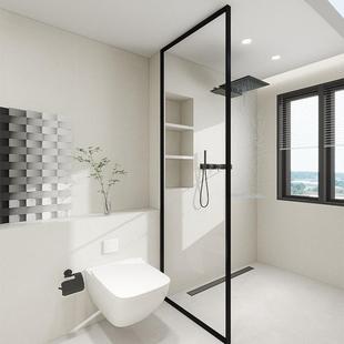 极窄铝金钢化玻璃隔断屏淋浴XVS房合干湿分离墙半卫生间浴室风浴