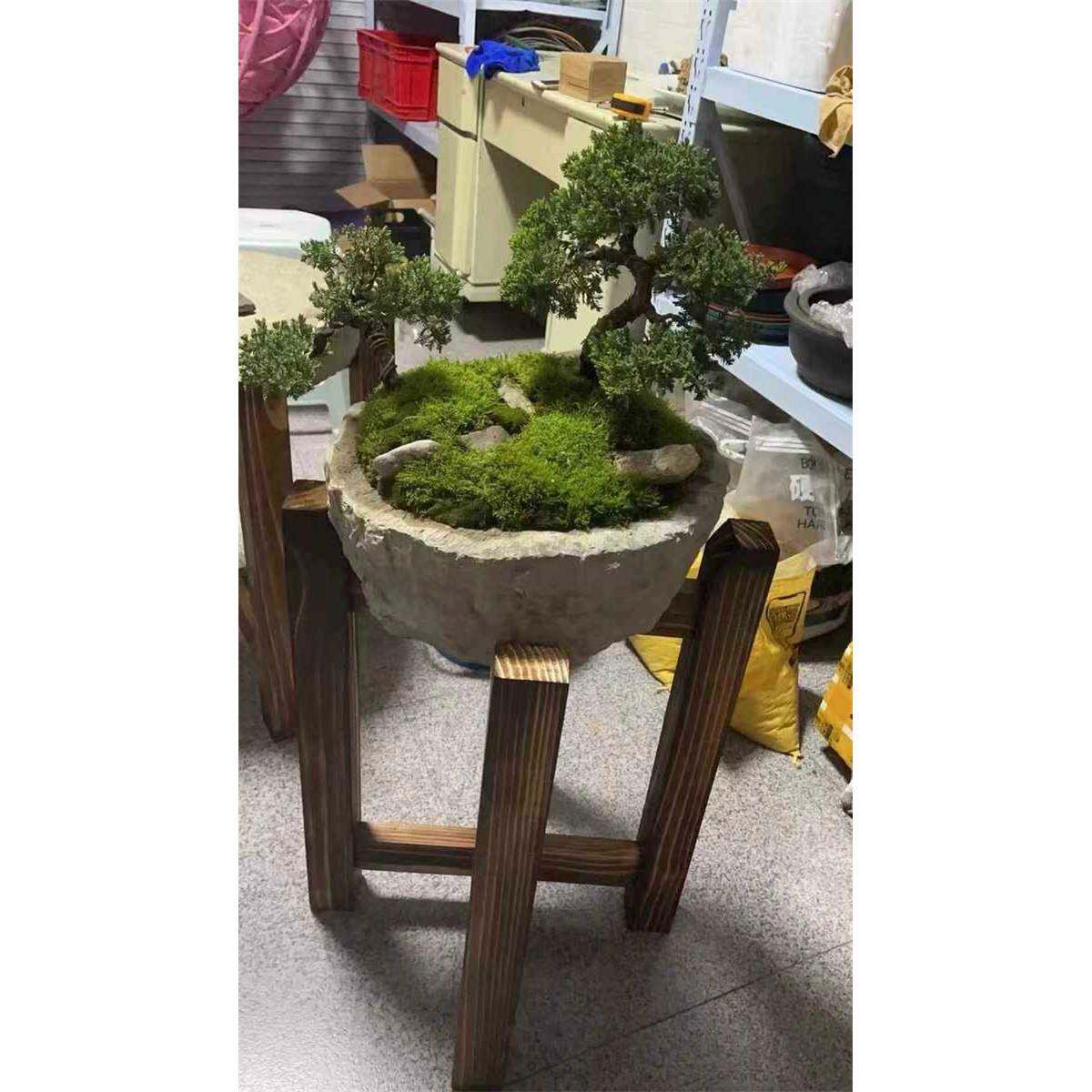 实木子底架座水缸木架花鱼盆架缸酒架坛架手推无品牌/小石磨架子