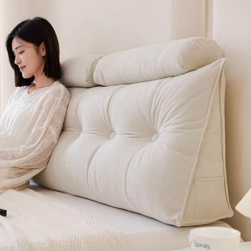 雪尼尔角靠背软包靠枕床头腰靠可拆洗跨境be006压缩带头枕夹腿三