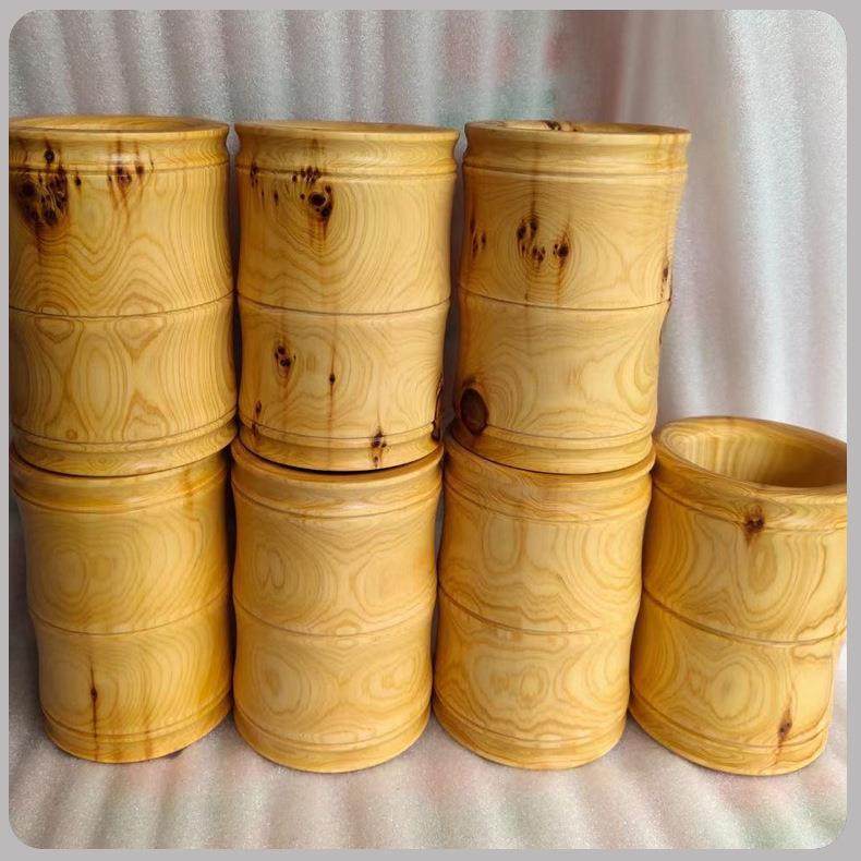 柏木质笔筒学生老师桌面收KJT纳崖笔刻木筒雕素面笔筒桌面摆件可