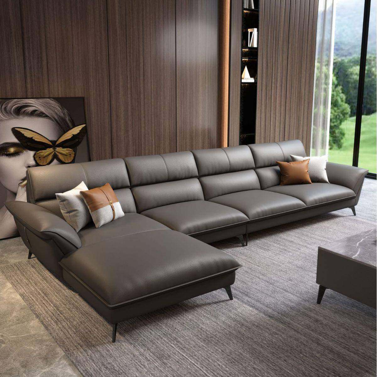 意式极简科技布沙发大户L型客轻奢直排风型沙发组合简约乳胶厅款