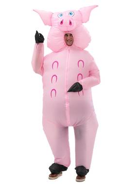 跨境充气服装站立粉PIQ色猪亲子活动派家对行走道具厂爱表演充气
