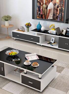 公型小户客厅酒店寓储藏电视CJO柜茶几组合经套济型玻璃装