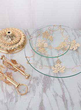 鉄+钢化玻店璃2层ASS点果盘水果盘欧式水果甜盘TKV酒自助餐水果摆