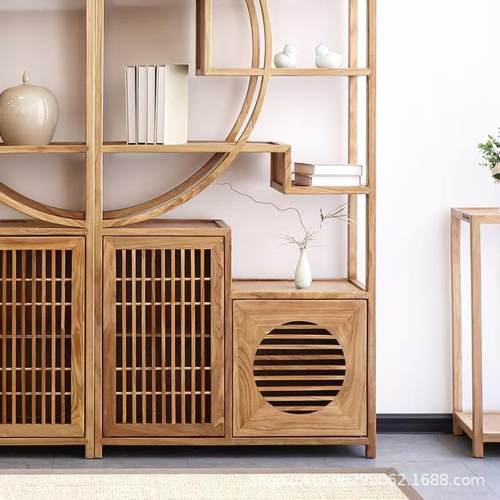 新中式老榆XT-311木博古架多宝书柜阁玩模型展示柜具收纳茶客厅具