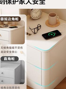 转角书实木奶油24364床风大容量架置物卧室头柜柜一体收纳柜小户