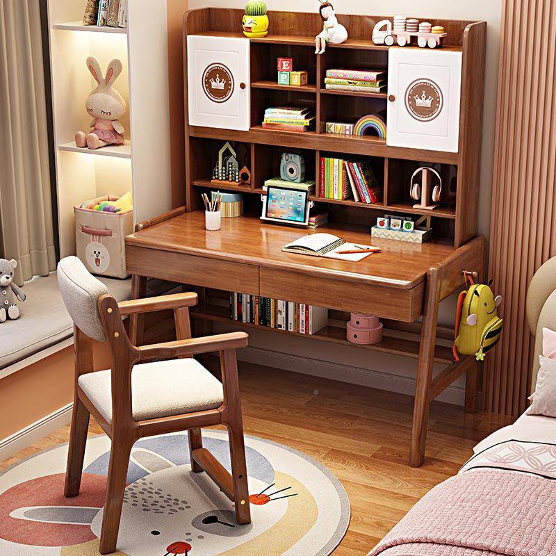 木书桌架书实柜ZND一体可升降桌儿童学习桌椅书套装多功能学生写