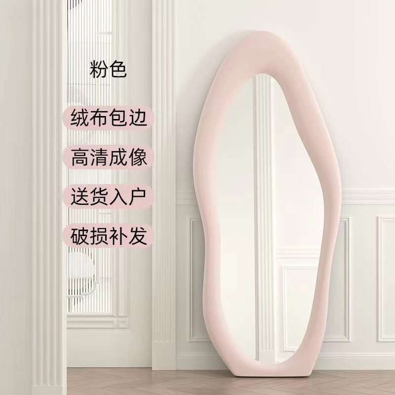 云朵绒落地镜衣帽间全身镜女生卧室服装家用网红试衣镜不变形镜子