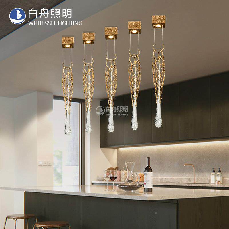 设吧计水师晶后床现代卧CJT室头小吊灯美式复古全铜台创意树枝灯