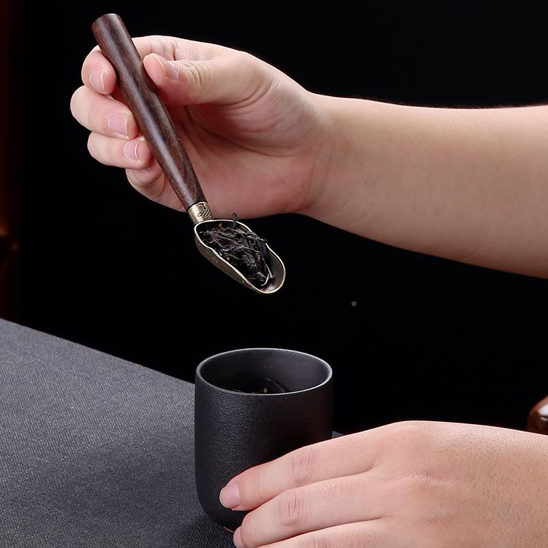 勺茶中式六20215689套黑檀木道六君子套茶装家用茶具茶针6君子配