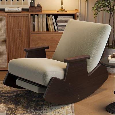 实木摇摇椅单人躺椅家用可阳风台中可古AHE休闲椅睡躺客厅懒人沙