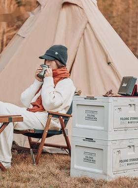 户外露营纳收箱折叠无品牌/箱野营整理箱车载后箱置备物箱木盖服衣储物箱