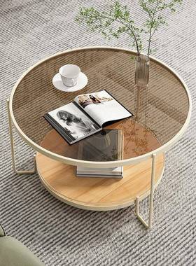 意式轻奢组玻璃几厅小户型茶大小圆现代简约高低合伸缩子RQJ母客