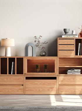 实木橡木电柜视柜客厅家能用小户型书简约67885现代隔断柜多功组