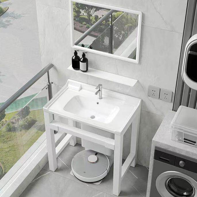 KIS瓷洗衣台带搓打7板9支架陶洗衣盆池不孔阳台水槽稳固一体式户