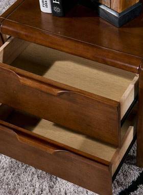 床头柜白色实木约桃现简代卧室经54598胡原木色迷你储物柜子边柜