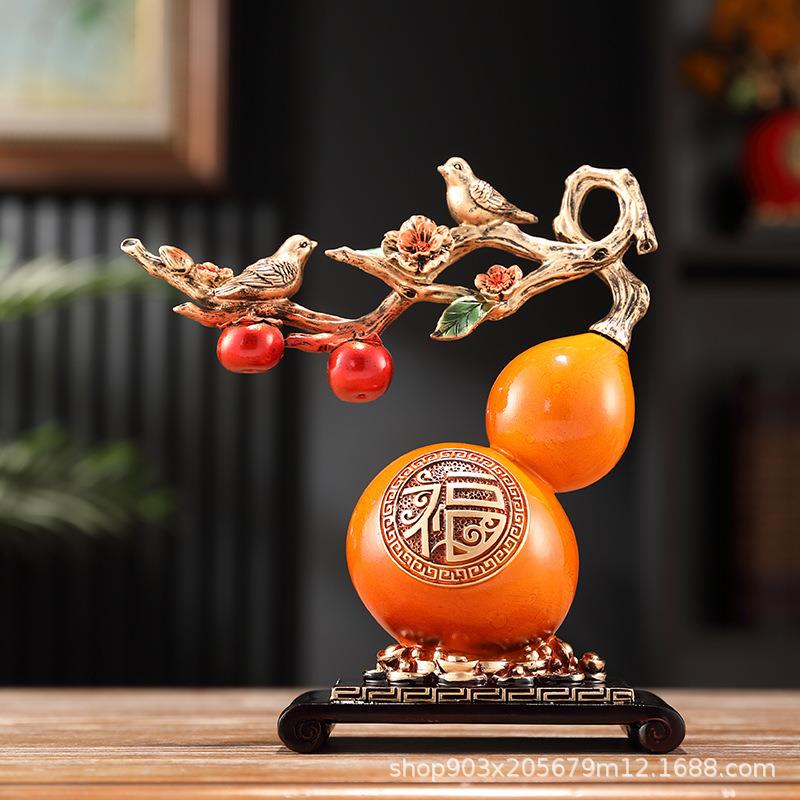 禄双9388全葫芦摆件创福意树脂工艺品柜客厅玄关酒隔断电视装饰柜