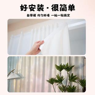 直播间主布白纱背景播帘免打孔魔术贴简易感场景置窗通用绢花9831