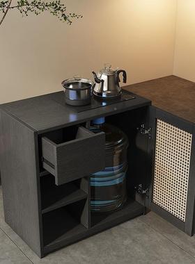 茶水柜IDT客厅靠墙一实木诧寂水风黑色烧壶移体动小桌柜茶桌侧边