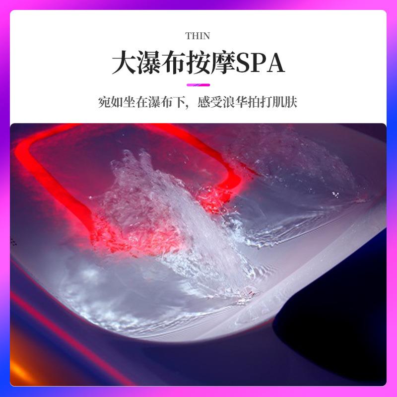 家用按摩浴缸酒店智能恒温现代简约酒店冲浪浴缸一体式LED底灯