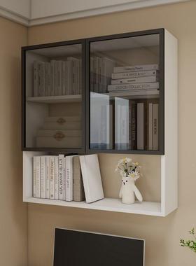 轻奢实木书柜墙上物置架悬挂书架房吊柜书65687壁挂式纳柜收卧室