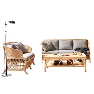藤编沙发用东LQL南亚客椅厅躺椅乡村阳三台茶几人藤组合家民宿家