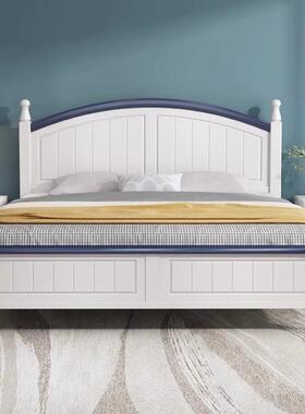 床白色美sg-02式田园床.8m简约双实人床次卧白木色公主奶油风儿童