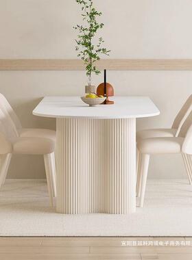 法式轻岩板餐桌现奢XCQ代简约奶油风小户型台餐桌椅子组合餐厅岛