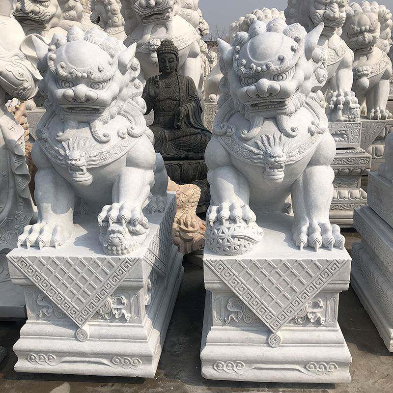 子石狮SZ-1雕塑型汉白玉青大石石雕狮子一对看门家酒店大用门口摆