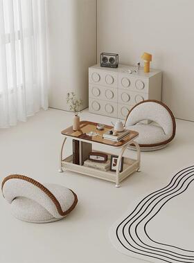 飘窗小桌子室家用榻榻米玻璃茶几卧网红奶油71876风阳台桌休闲矮