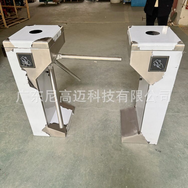 304不锈钢手动立式三叉旋转门健身馆俱乐部单向通行三辊闸半高匝