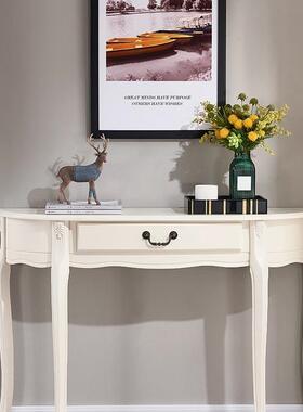 入TNX实木玄柜美复古半圆靠墙玄关关台户欧式玄关桌隔式断过道装