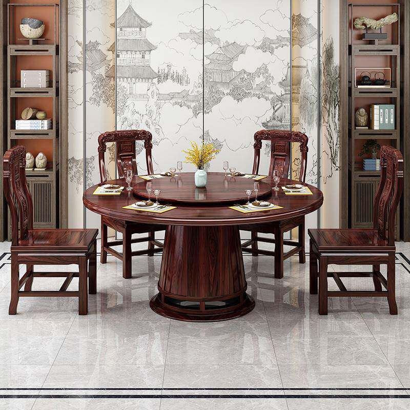 店新中式乌金木实木约餐桌现代简餐厅饭包厢家用小户型典古97061