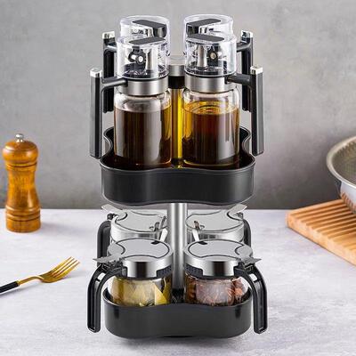 转调调料罐19100旋转式玻旋璃盒家用料厨房组合套装味精盐罐调包