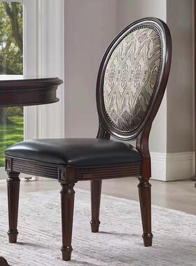 美式乡村实木餐桌法33987户餐式桌复古雕花小圆桌小型餐厅六人饭