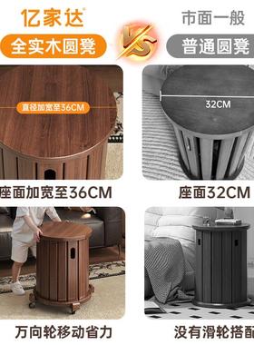 滑轮移动凳子客凳厅沙发茶几餐万向轮边几加座凳桌餐HLR椅叠叠凳