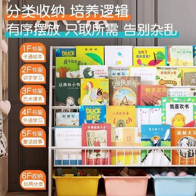 儿童架书家绘本架读区移动玩具收纳架简易宝宝书儿童书报柜置物用
