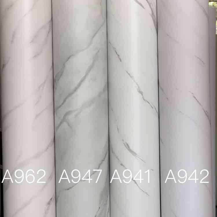 粘加光厚哑白色大理石纹自墙纸壁纸装饰翻新贴膜展柜贴HPY纸波音