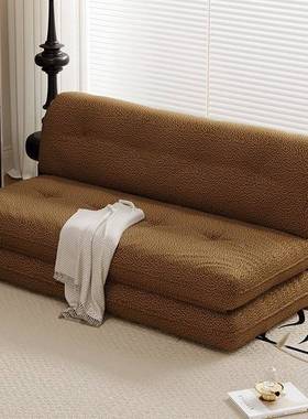 法可式奶油风可躺型可小睡懒人可折A25829叠沙发户双人沙发床落地