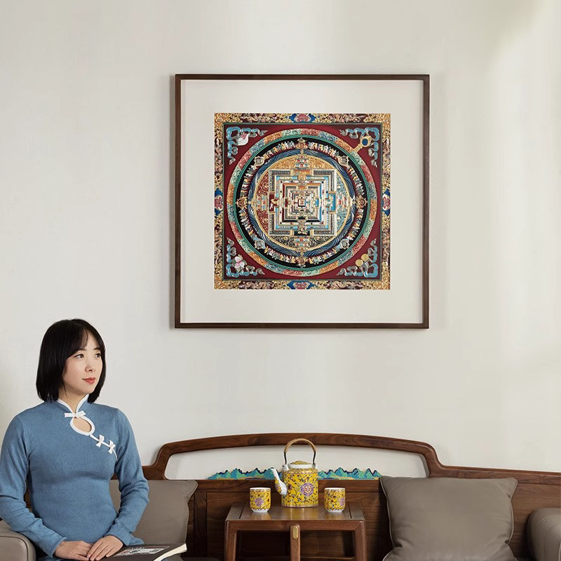 《唐卡时轮金刚坛城》客厅装饰画背景酒店民宿中堂沙发背景挂画