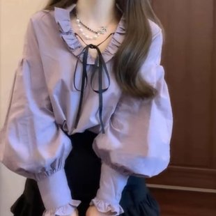 2025開春套裝 ootd穿搭減齡一整套紫色系帶上衣短裙小個子獨特漂亮