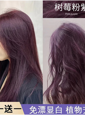 买一送一树莓粉紫色染发剂膏学生纯自己在家染免漂天然植物不伤发
