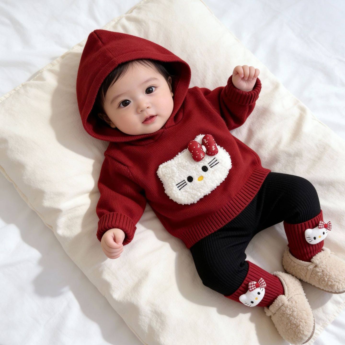 女童春秋季新款针织套装婴儿童连帽毛衣打底裤两件套宝宝新年年服,童装/婴儿装/亲子装,套装,淘宝优惠券,粉丝福利购,淘宝优惠卷